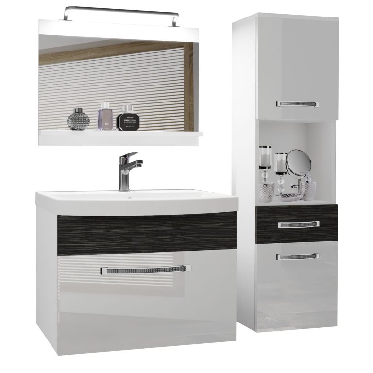 Zestaw mebli łazienkowych Glamour 54 GLA PM 3/0/W/WHK/0/MB/PP