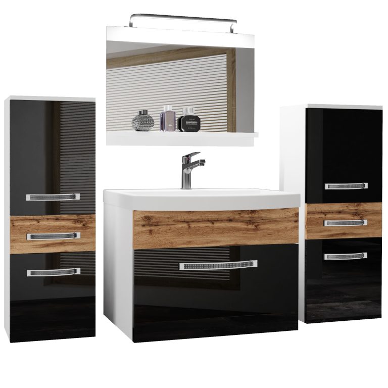Zestaw mebli łazienkowych Glamour 76 GLA PM 4/0/W/BDW/0/MB/PP