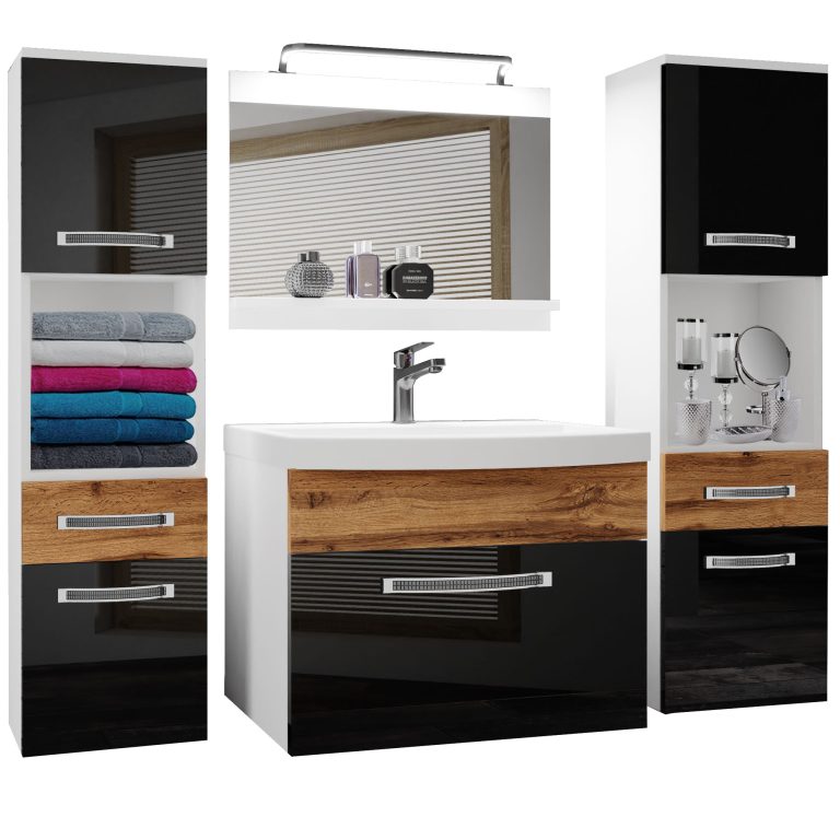 Zestaw mebli łazienkowych Glamour 114 GLA PM 6/0/W/BDW/0/MB/PP