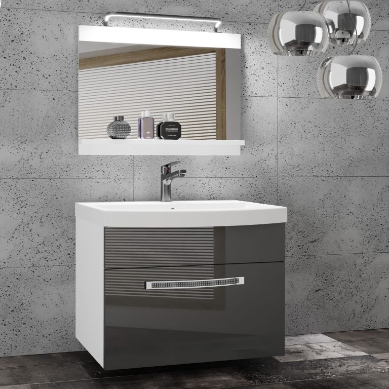Zestaw mebli łazienkowych Glamour 7 GLA P 1/0/W/S/0/MB/PP