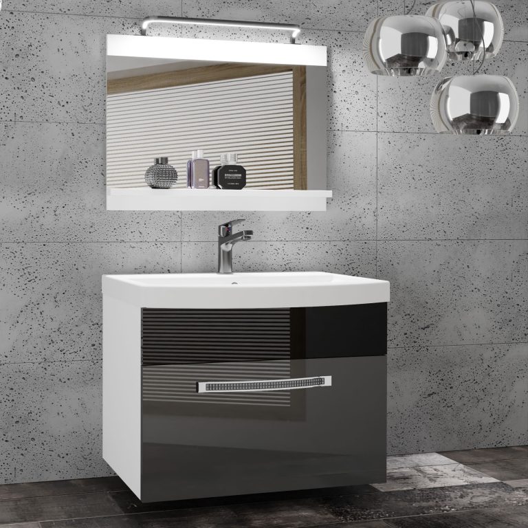 Zestaw mebli łazienkowych Glamour 12 GLA P 1/0/W/SB/0/MB/PP