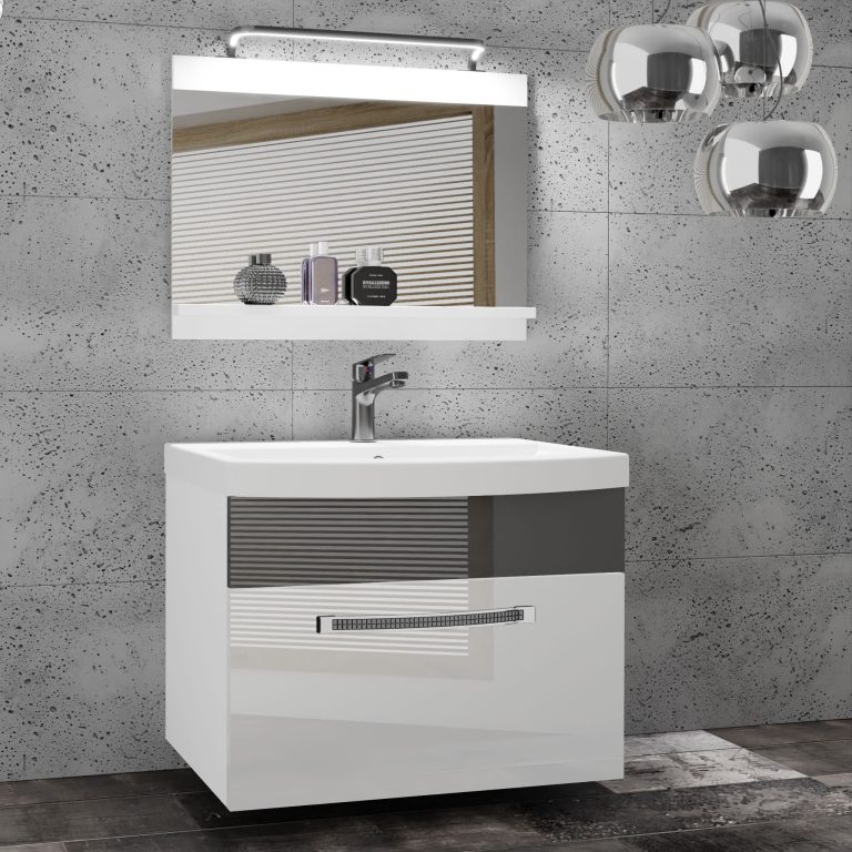 Zestaw mebli łazienkowych Glamour 9 GLA P 1/0/W/WS/0/MB/PP