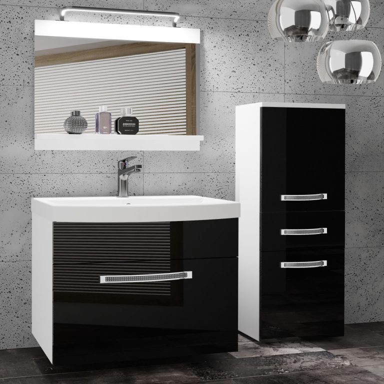 Zestaw mebli łazienkowych Glamour 25 GLA P 2/0/W/B/0/MB/PP