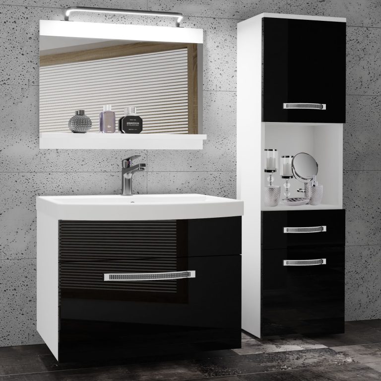 Zestaw mebli łazienkowych Glamour 44 GLA P 3/0/W/B/0/MB/PP