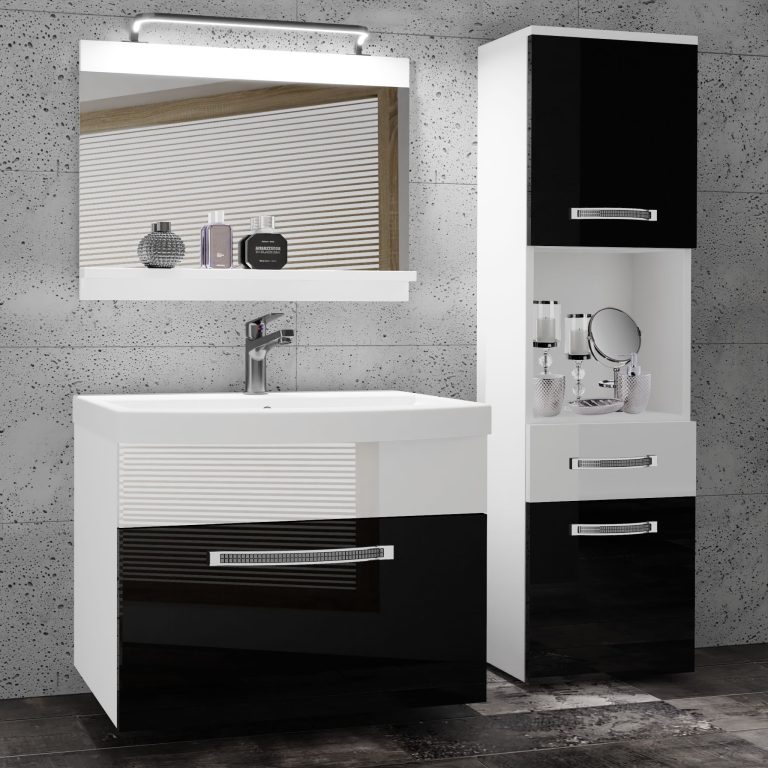 Zestaw mebli łazienkowych Glamour 48 GLA P 3/0/W/BW/0/MB/PP
