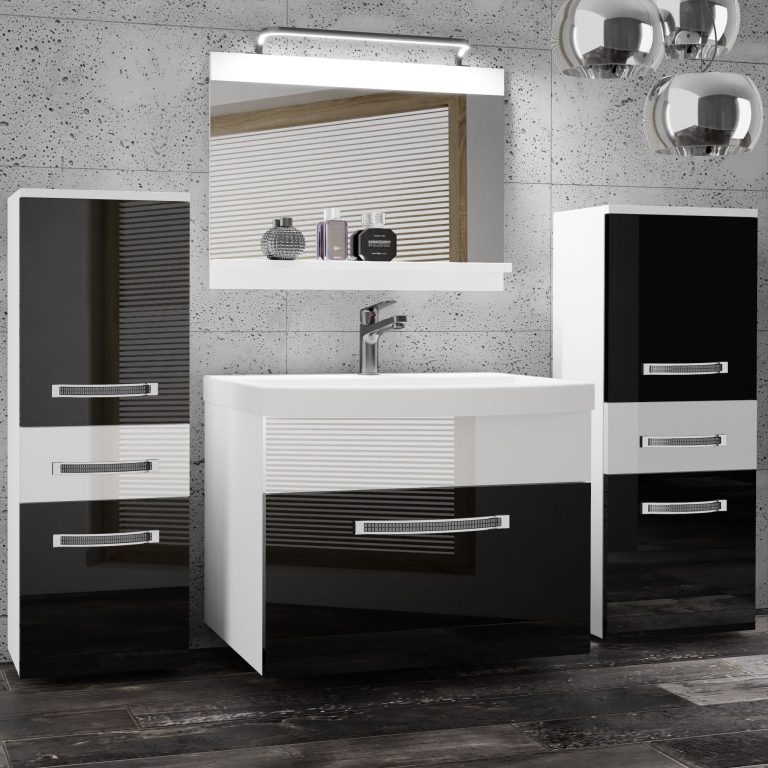 Zestaw mebli łazienkowych Glamour 67 GLA P 4/0/W/BW/0/MB/PP