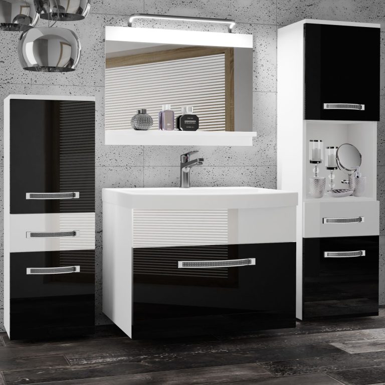 Zestaw mebli łazienkowych Glamour 86 GLA P 5/0/W/BW/0/MB/PP