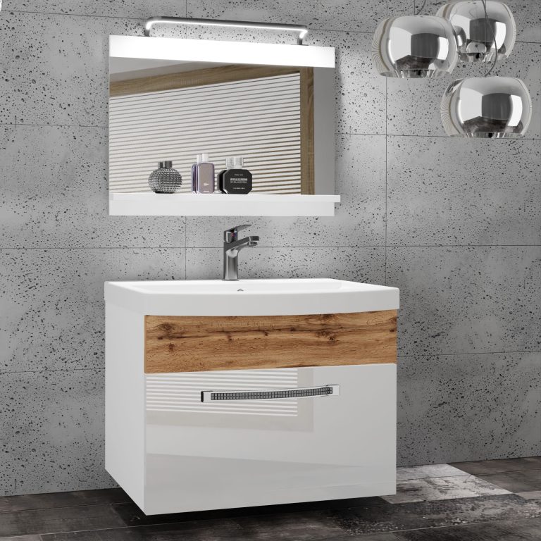 Zestaw mebli łazienkowych Glamour 17 GLA PM 1/0/W/WDW/0/MB/PP