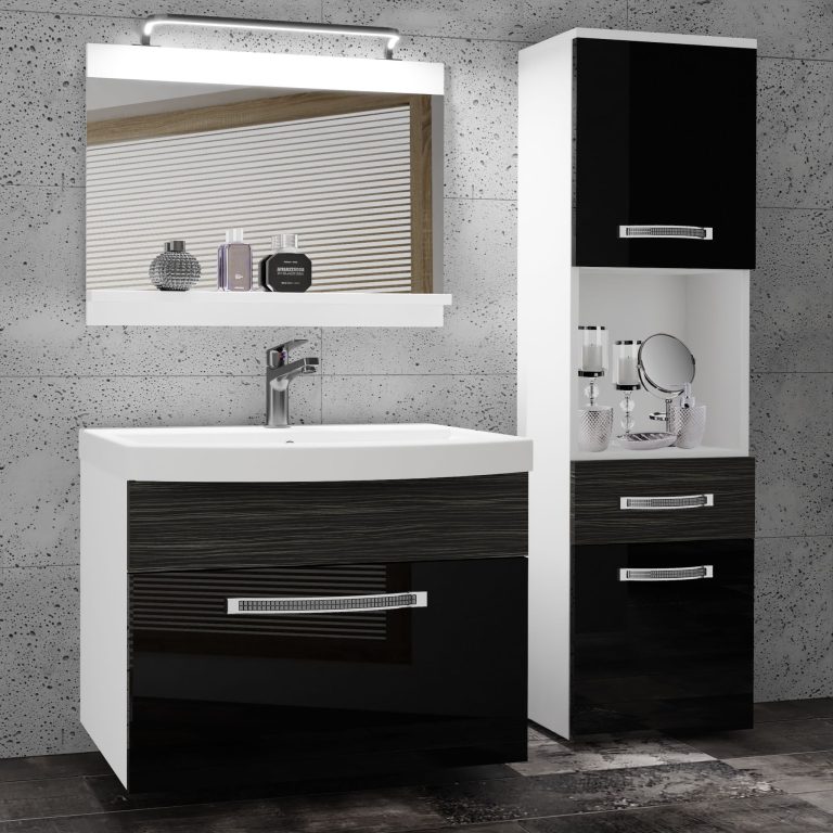 Zestaw mebli łazienkowych Glamour 56 GLA PM 3/0/W/BHK/0/MB/PP