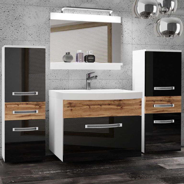 Zestaw mebli łazienkowych Glamour 76 GLA PM 4/0/W/BDW/0/MB/PP