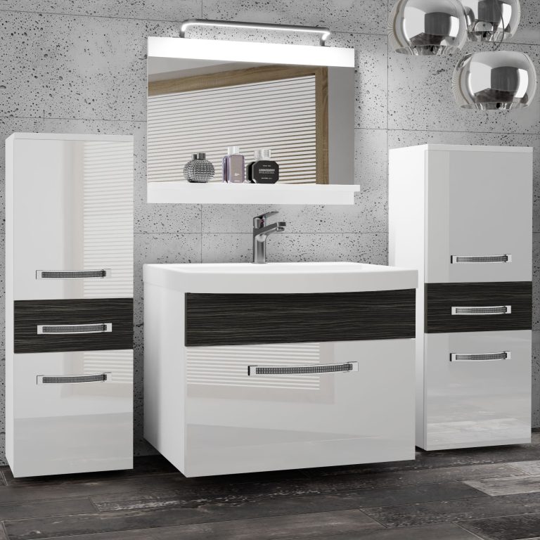 Zestaw mebli łazienkowych Glamour 73 GLA PM 4/0/W/WHK/0/MB/PP