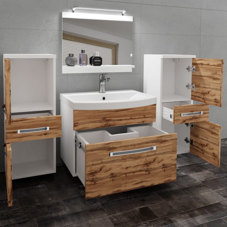 Zestaw mebli łazienkowych Glamour 61 GLA M 4/0/W/DW/0/MB/PP