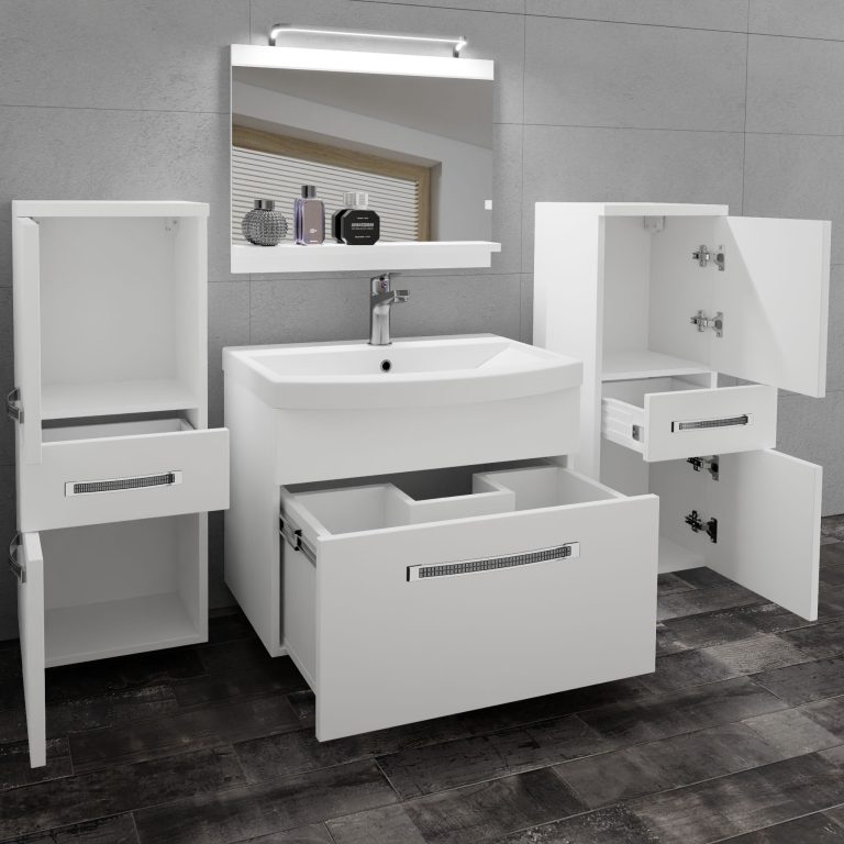Zestaw mebli łazienkowych Glamour 58 GLA M 4/0/W/W/0/MB/PP