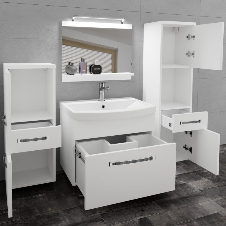 Zestaw mebli łazienkowych Glamour 77 GLA M 5/0/W/W/0/MB/PP