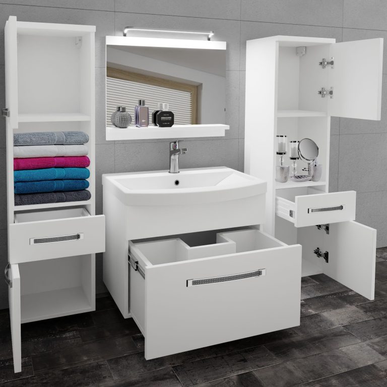 Zestaw mebli łazienkowych Glamour 96 GLA M 6/0/W/W/0/MB/PP