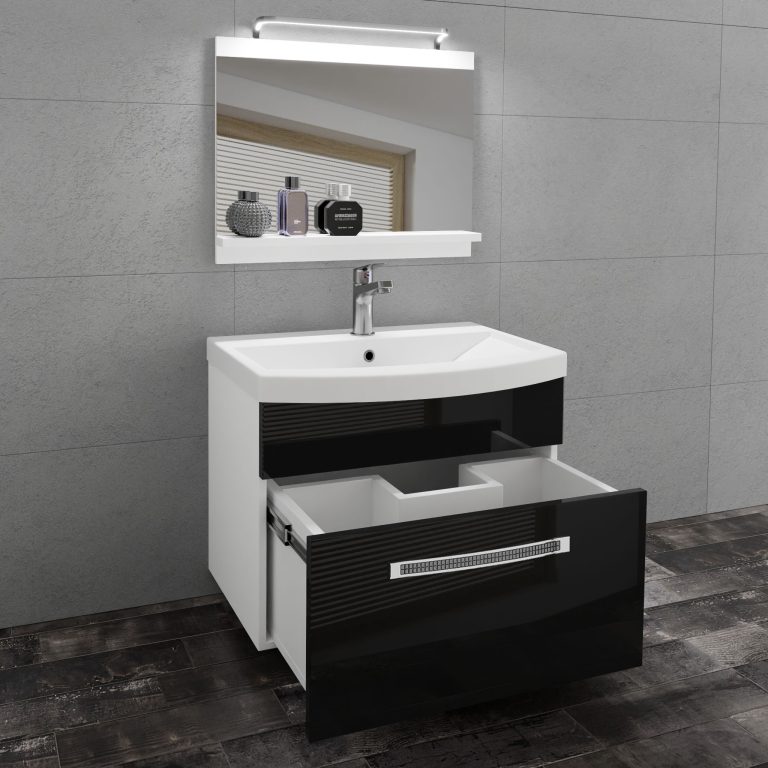 Zestaw mebli łazienkowych Glamour 6 GLA P 1/0/W/B/0/MB/PP