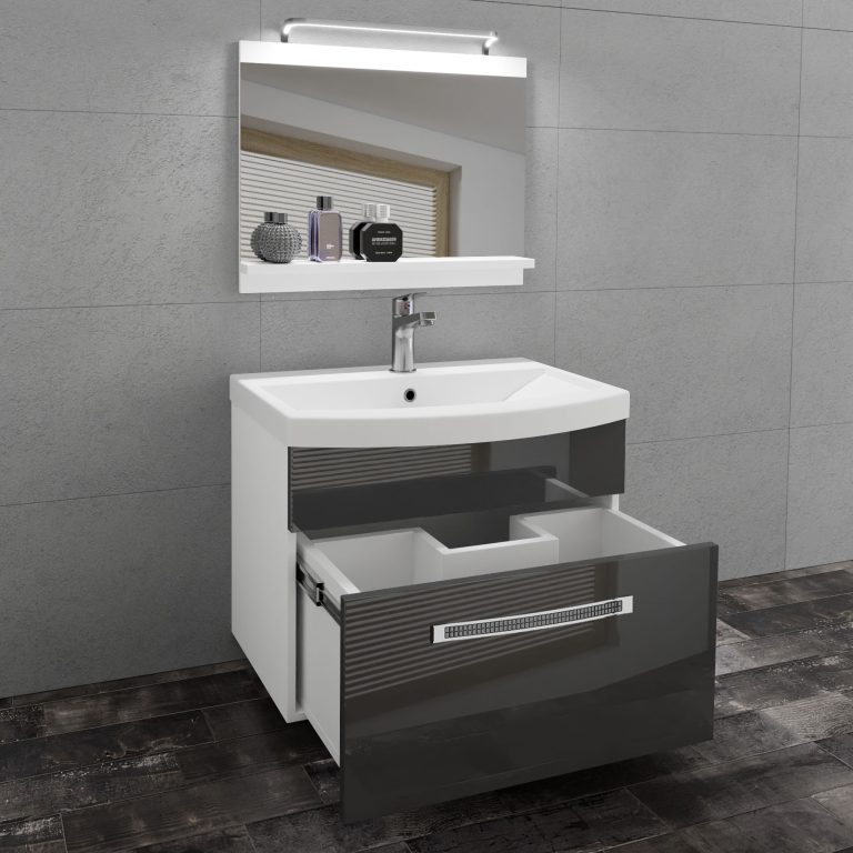 Zestaw mebli łazienkowych Glamour 7 GLA P 1/0/W/S/0/MB/PP
