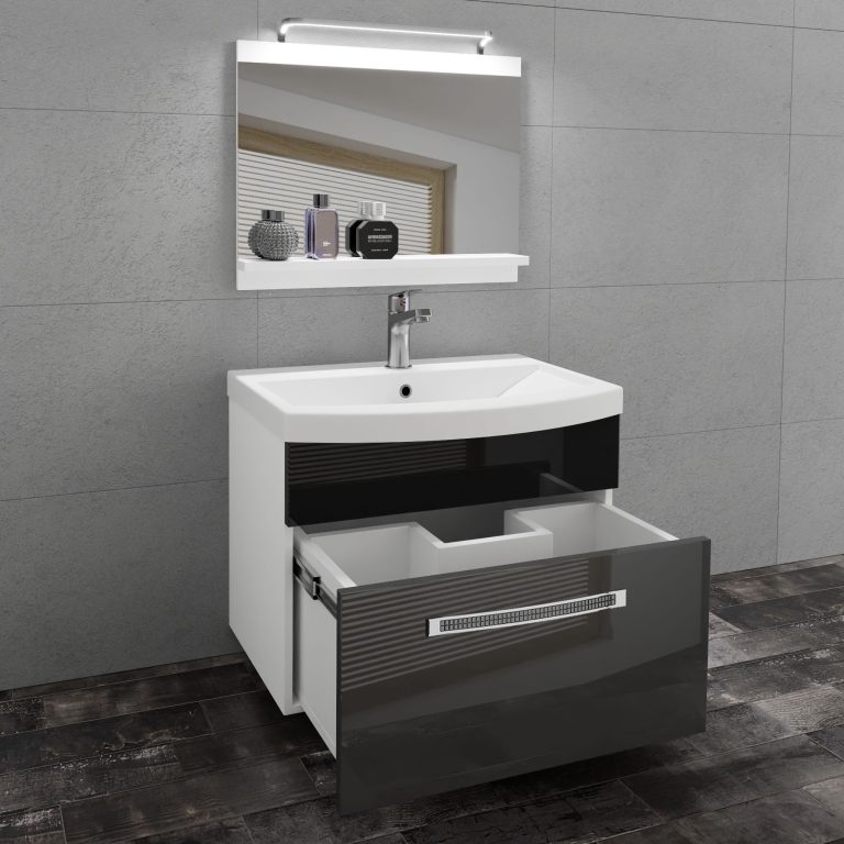 Zestaw mebli łazienkowych Glamour 12 GLA P 1/0/W/SB/0/MB/PP