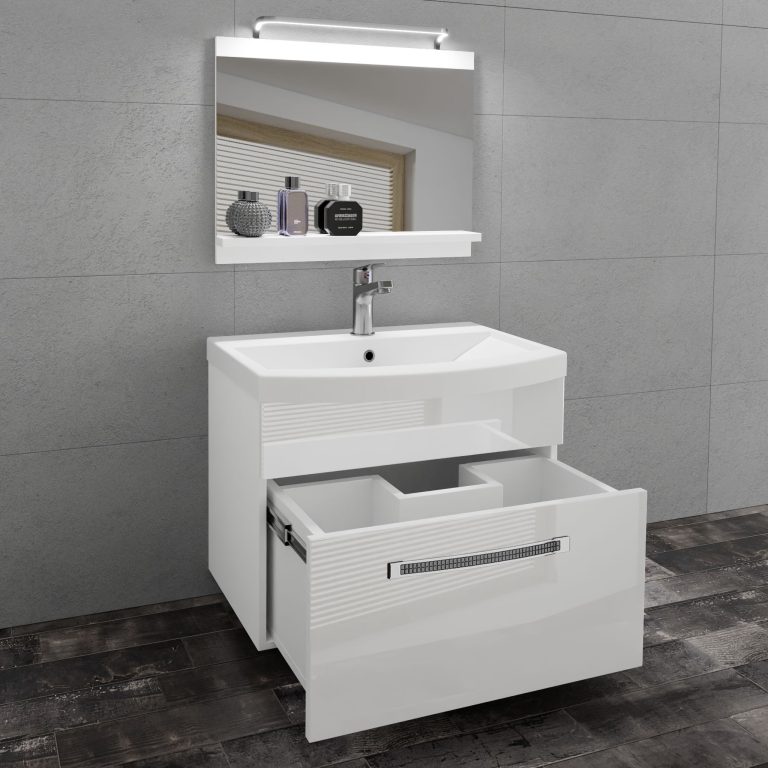 Zestaw mebli łazienkowych Glamour 5 GLA P 1/0/W/W/0/MB/PP