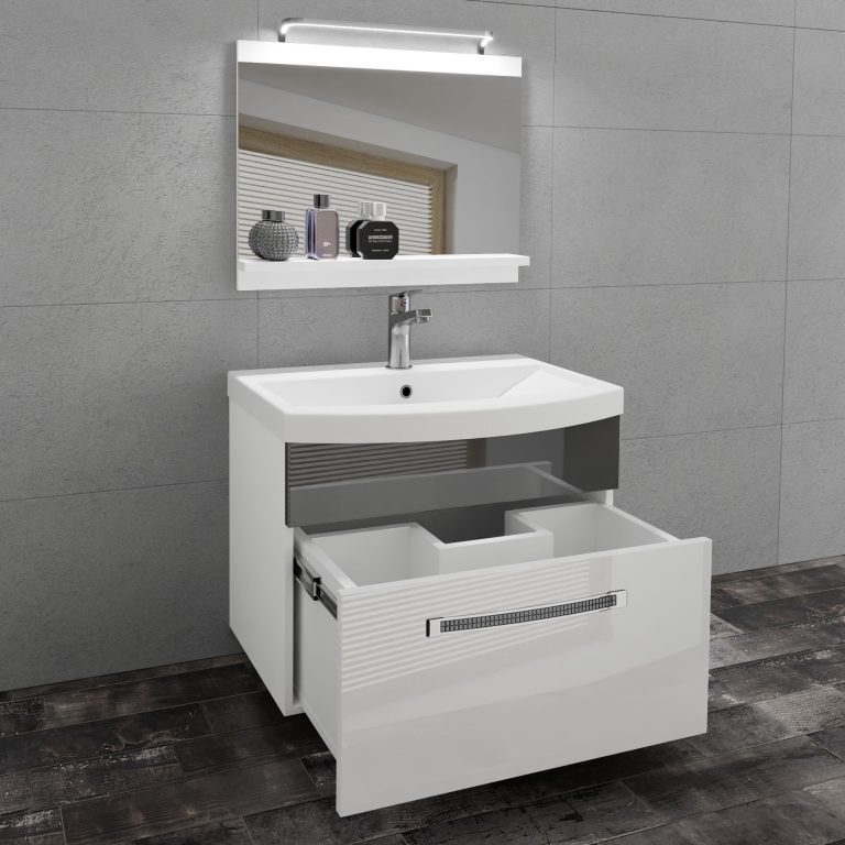 Zestaw mebli łazienkowych Glamour 9 GLA P 1/0/W/WS/0/MB/PP