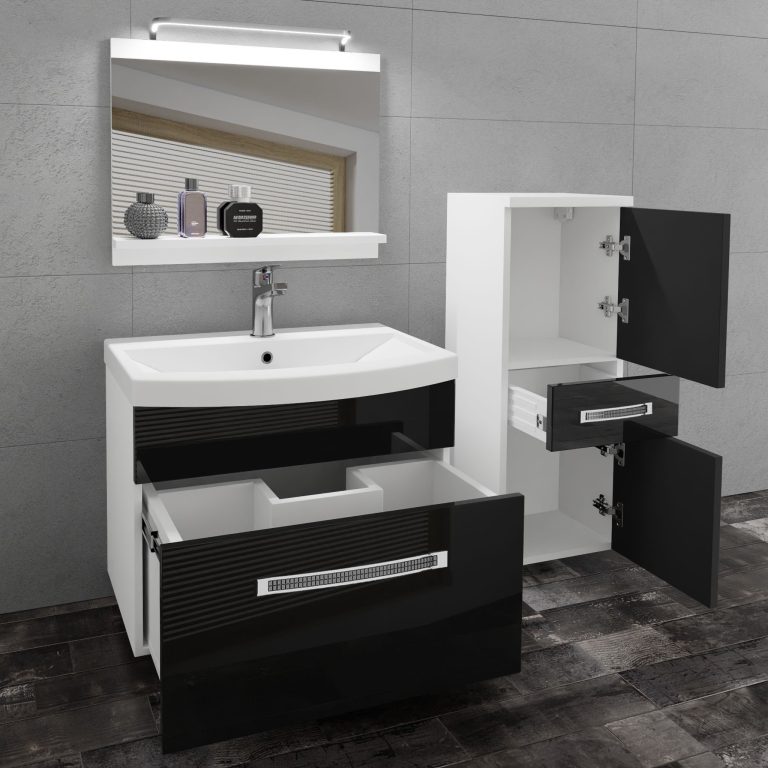 Zestaw mebli łazienkowych Glamour 25 GLA P 2/0/W/B/0/MB/PP