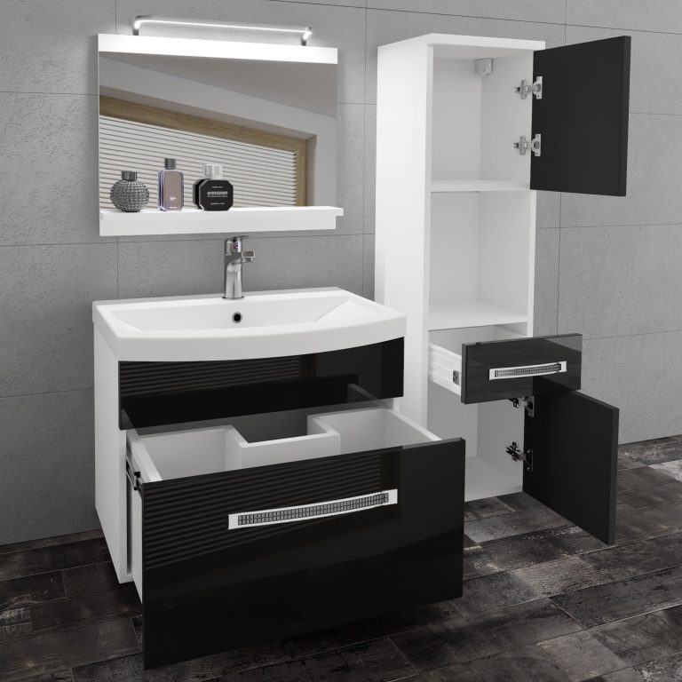 Zestaw mebli łazienkowych Glamour 44 GLA P 3/0/W/B/0/MB/PP
