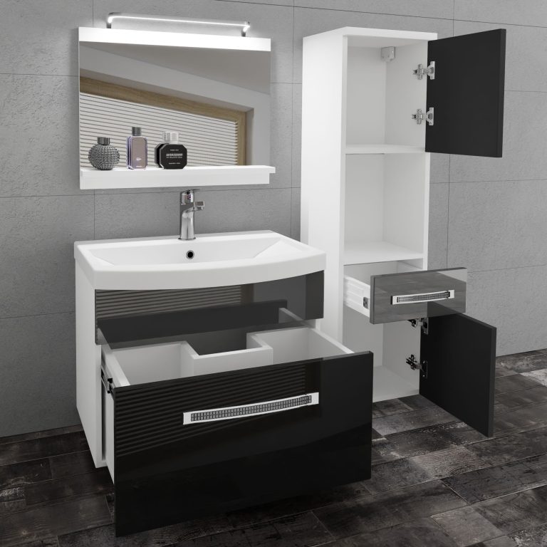 Zestaw mebli łazienkowych Glamour 49 GLA P 3/0/W/BS/0/MB/PP