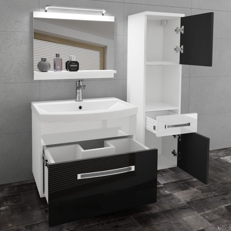 Zestaw mebli łazienkowych Glamour 48 GLA P 3/0/W/BW/0/MB/PP