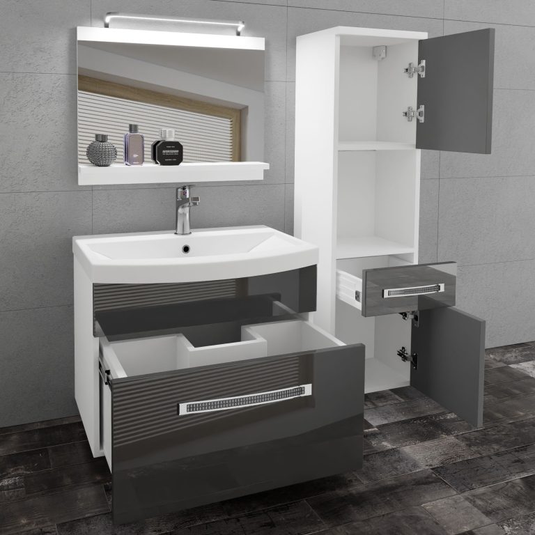 Zestaw mebli łazienkowych Glamour 45 GLA P 3/0/W/S/0/MB/PP