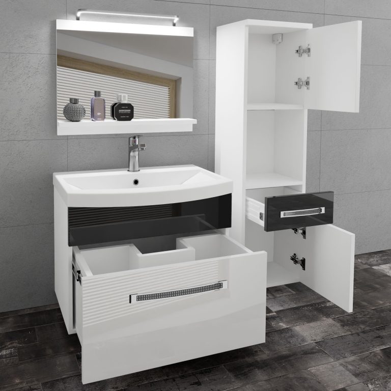 Zestaw mebli łazienkowych Glamour 46 GLA P 3/0/W/WB/0/MB/PP