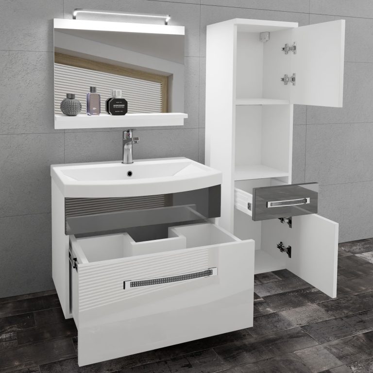 Zestaw mebli łazienkowych Glamour 47 GLA P 3/0/W/WS/0/MB/PP