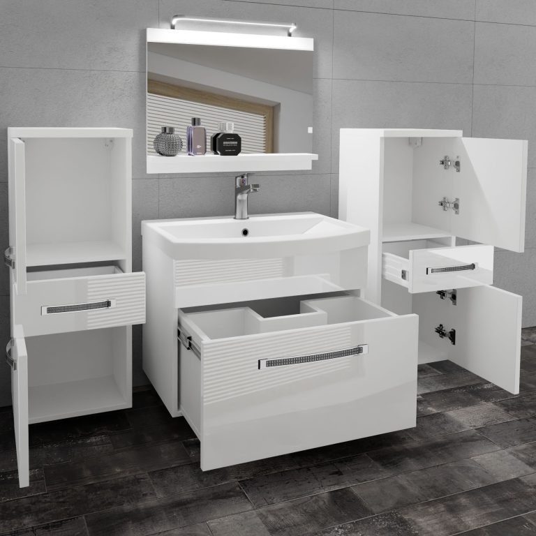 Zestaw mebli łazienkowych Glamour 62 GLA P 4/0/W/W/0/MB/PP