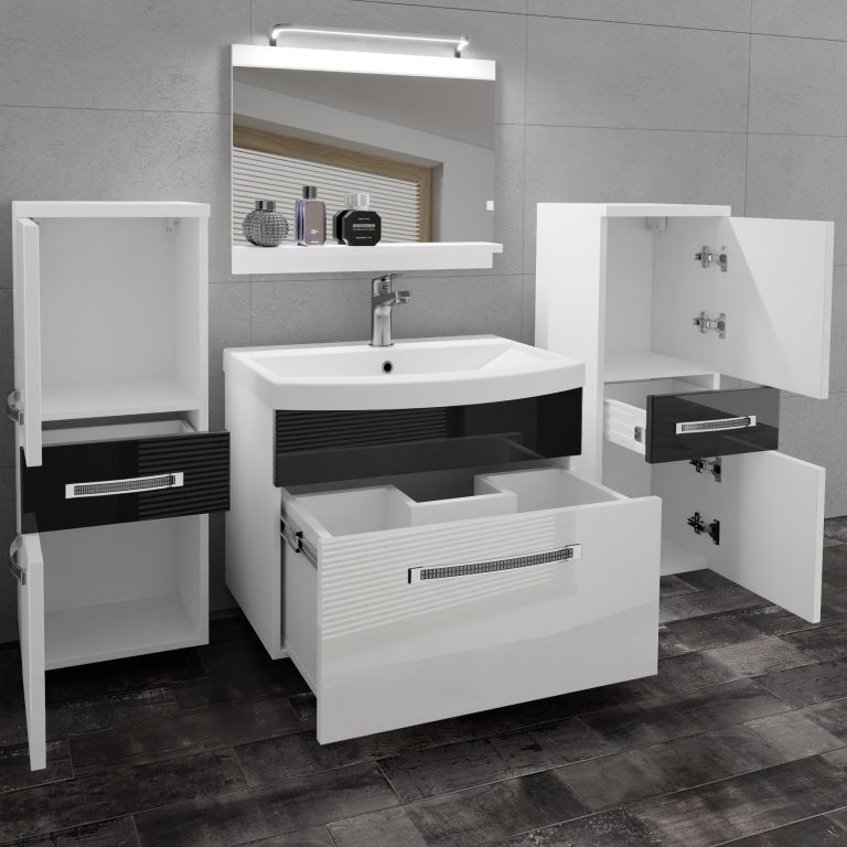 Zestaw mebli łazienkowych Glamour 65 GLA P 4/0/W/WB/0/MB/PP