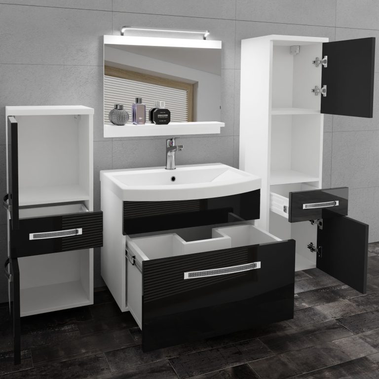 Zestaw mebli łazienkowych Glamour 82 GLA P 5/0/W/B/0/MB/PP