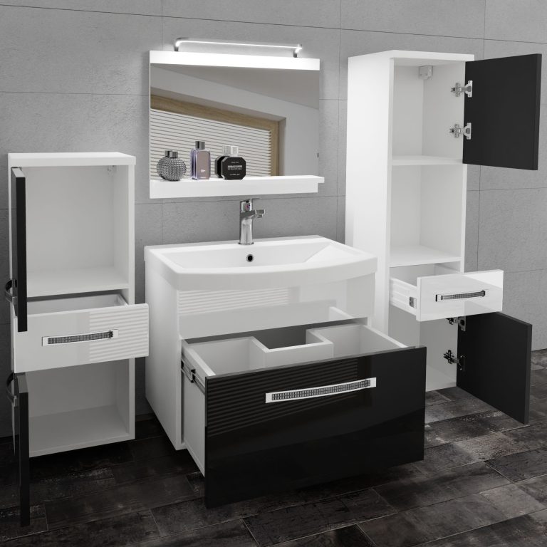 Zestaw mebli łazienkowych Glamour 86 GLA P 5/0/W/BW/0/MB/PP