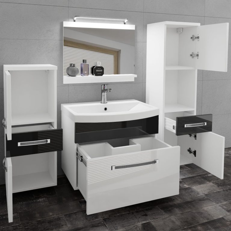 Zestaw mebli łazienkowych Glamour 84 GLA P 5/0/W/WB/0/MB/PP