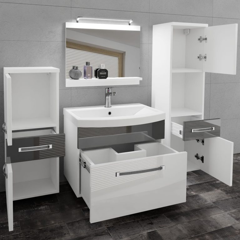 Zestaw mebli łazienkowych Glamour 85 GLA P 5/0/W/WS/0/MB/PP
