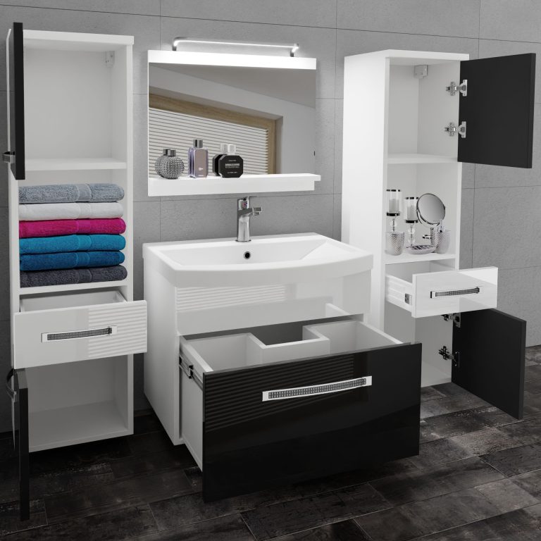 Zestaw mebli łazienkowych Glamour 105 GLA P 6/0/W/BW/0/MB/PP