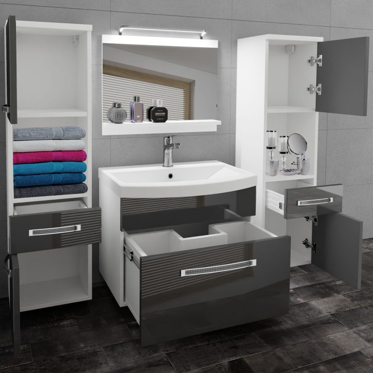 Zestaw mebli łazienkowych Glamour 102 GLA P 6/0/W/S/0/MB/PP