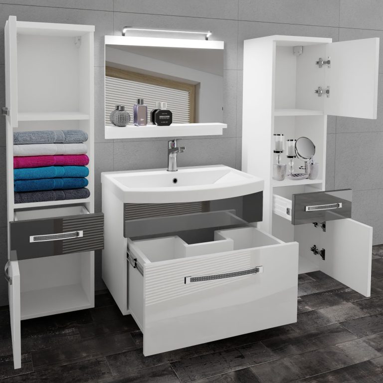 Zestaw mebli łazienkowych Glamour 104 GLA P 6/0/W/WS/0/MB/PP