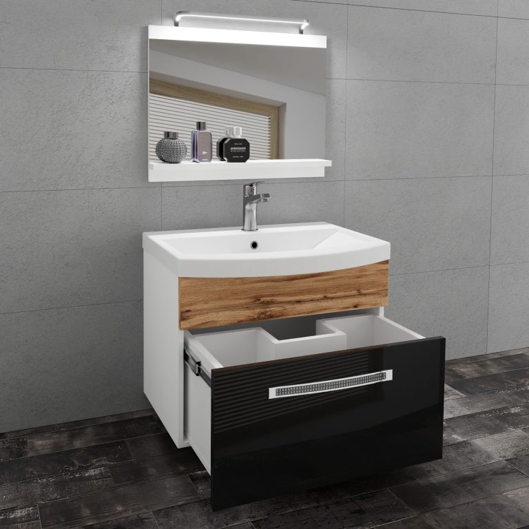 Zestaw mebli łazienkowych Glamour 19 GLA PM 1/0/W/BDW/0/MB/PP