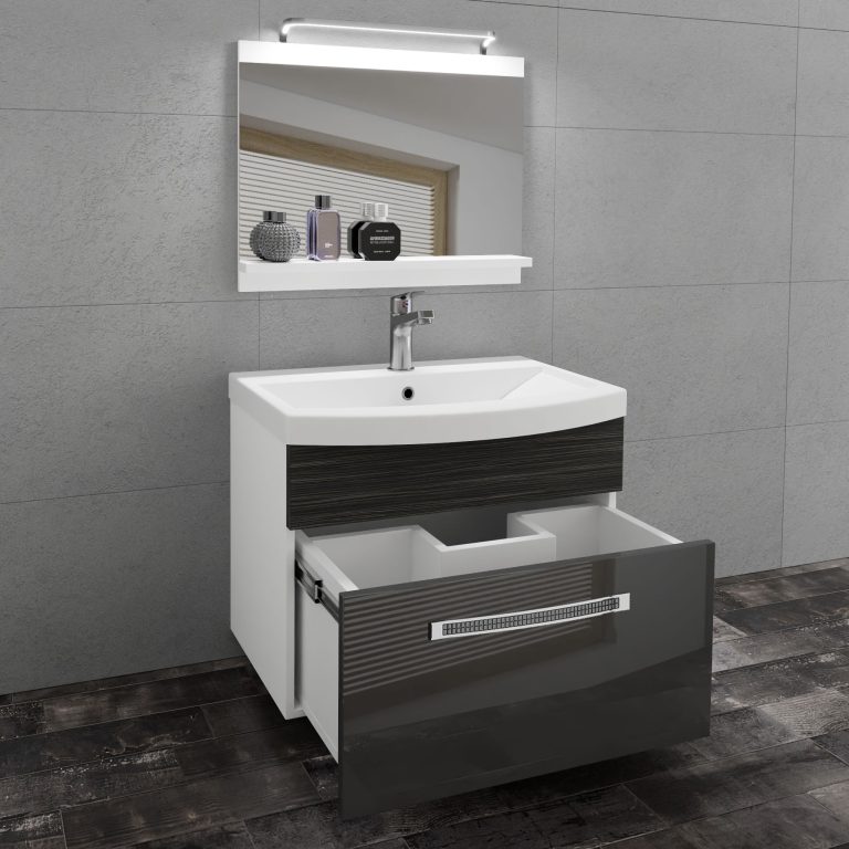 Zestaw mebli łazienkowych Glamour 14 GLA PM 1/0/W/SHK/0/MB/PP