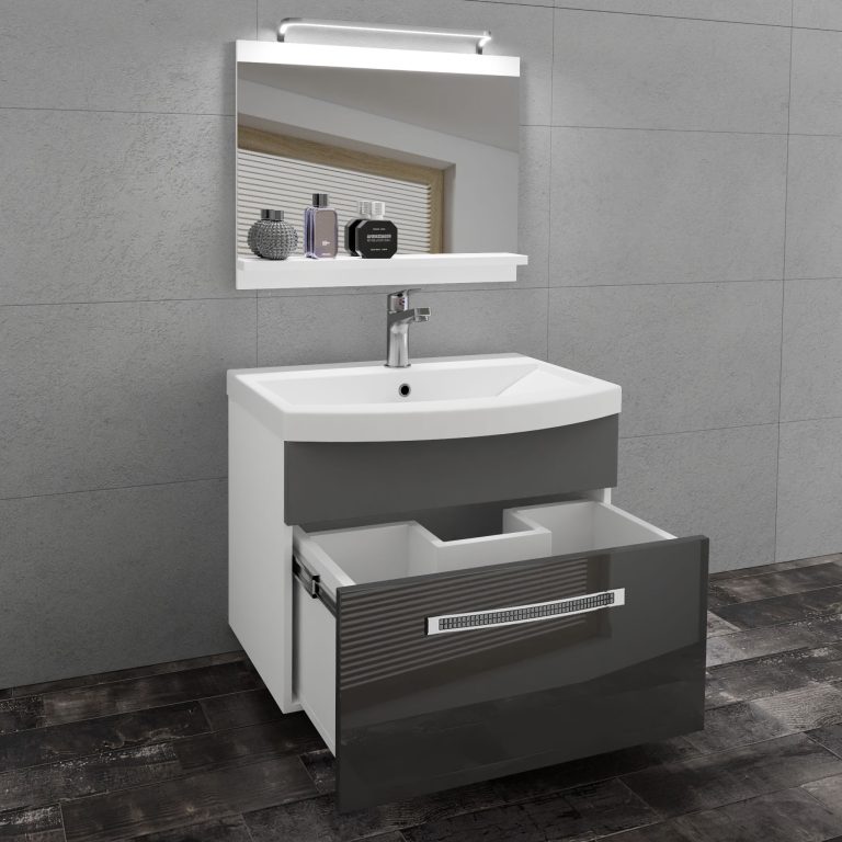Zestaw mebli łazienkowych Glamour 15 GLA PM 1/0/W/SSR/0/MB/PP