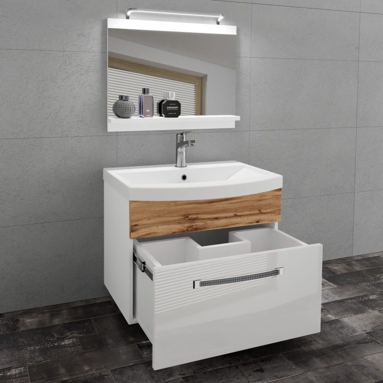Zestaw mebli łazienkowych Glamour 17 GLA PM 1/0/W/WDW/0/MB/PP