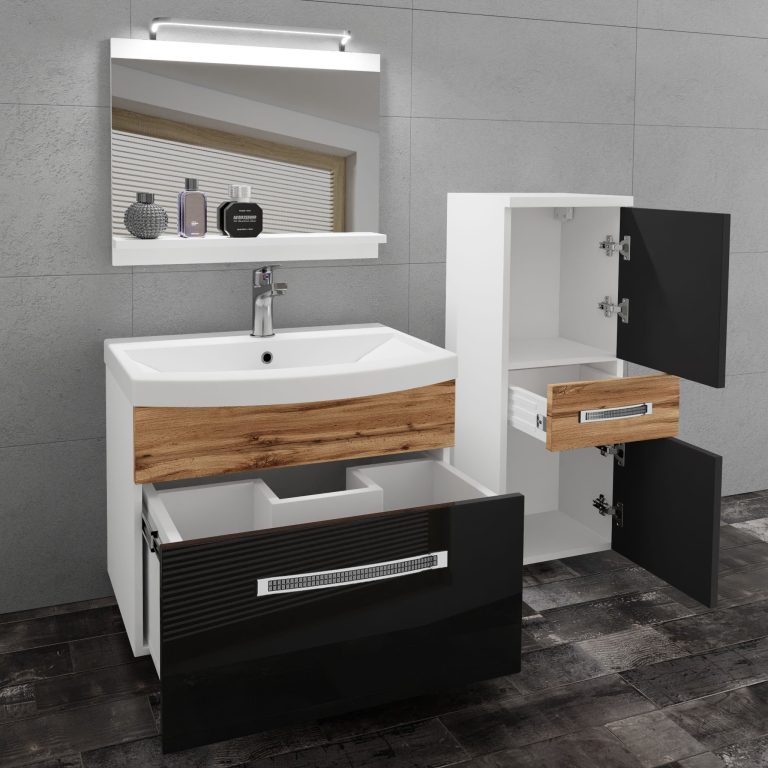 Zestaw mebli łazienkowych Glamour 38 GLA PM 2/0/W/BDW/0/MB/PP