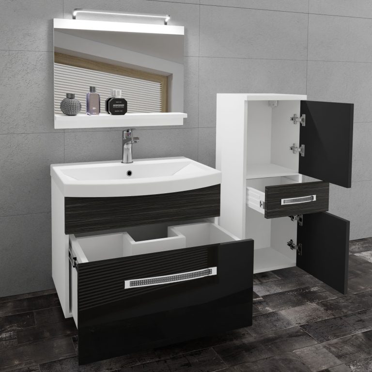 Zestaw mebli łazienkowych Glamour 37 GLA PM 2/0/W/BHK/0/MB/PP