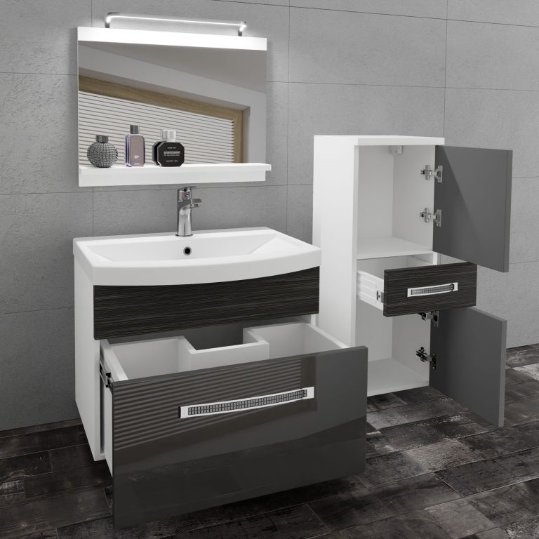 Zestaw mebli łazienkowych Glamour 33 GLA PM 2/0/W/SHK/0/MB/PP