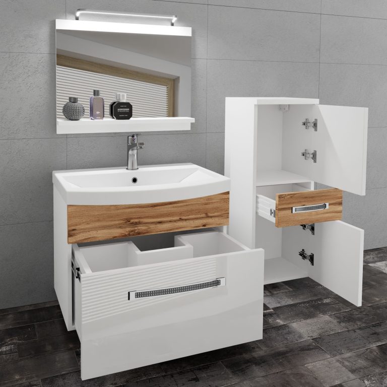 Zestaw mebli łazienkowych Glamour 36 GLA PM 2/0/W/WDW/0/MB/PP