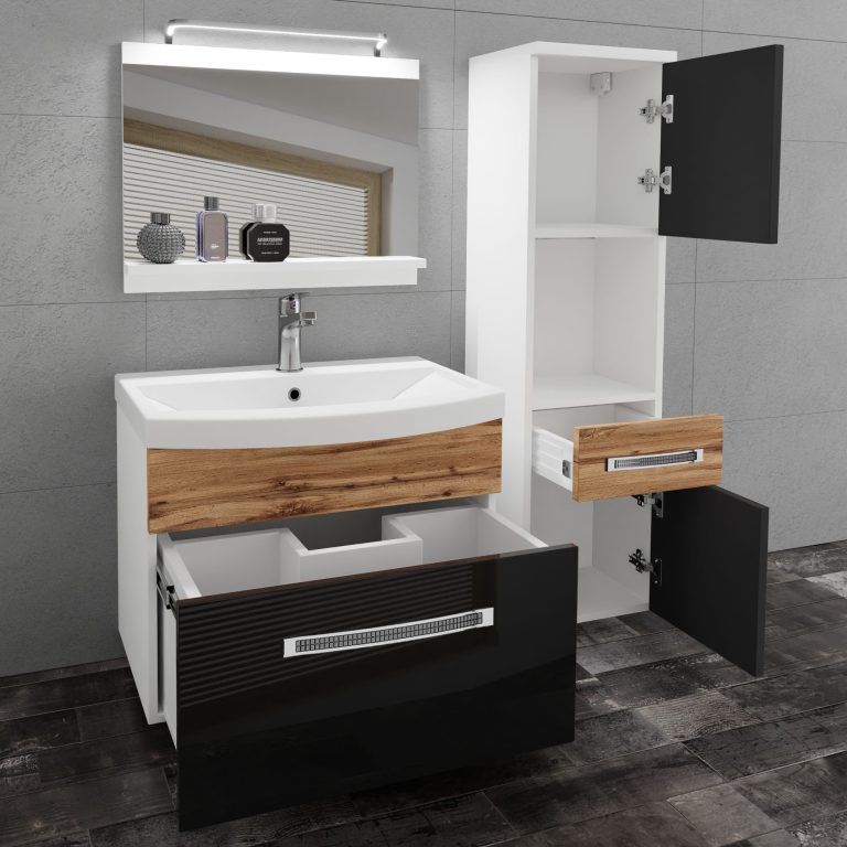 Zestaw mebli łazienkowych Glamour 57 GLA PM 3/0/W/BDW/0/MB/PP