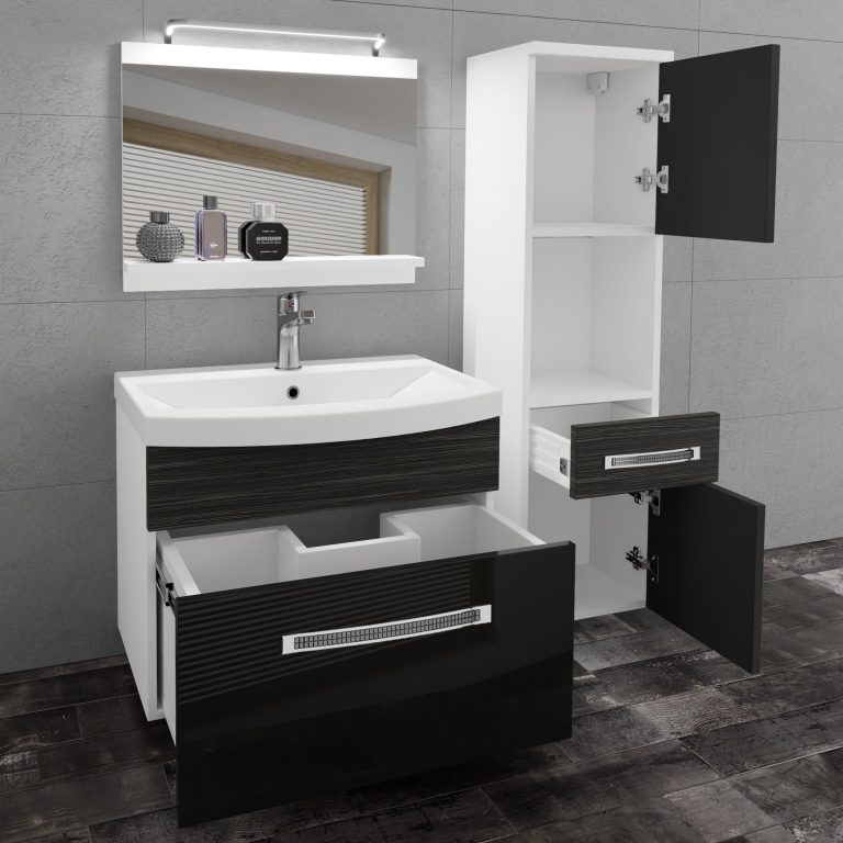 Zestaw mebli łazienkowych Glamour 56 GLA PM 3/0/W/BHK/0/MB/PP